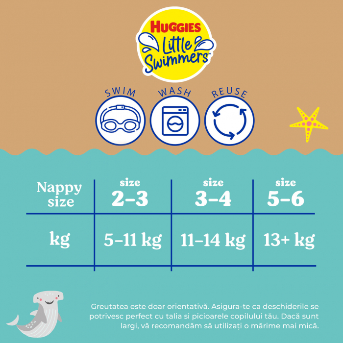 Scutece chilotel refolosibili pentru apa Huggies Little Swimmers Watermelon, Marimea 2-3, 1 bucata [9]
