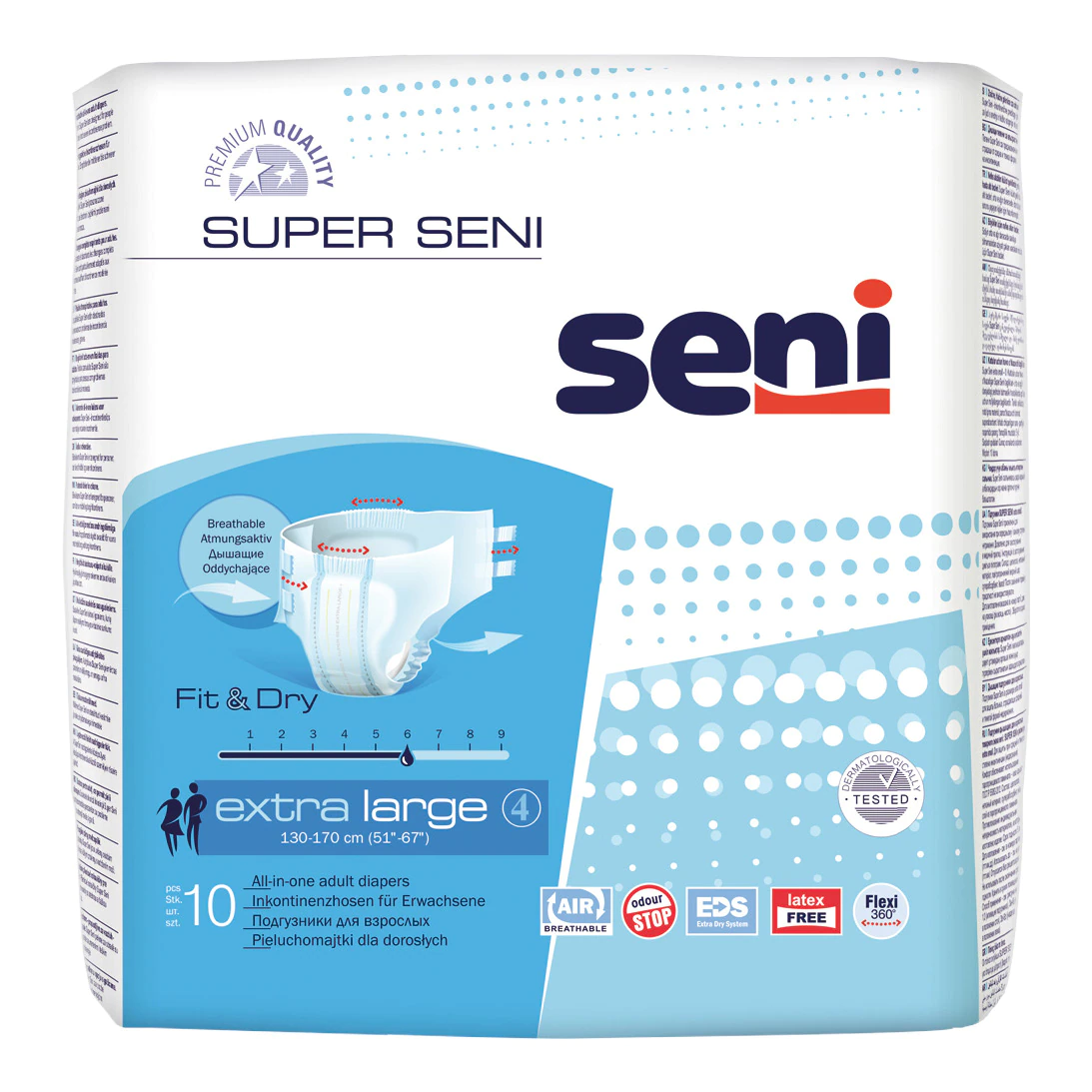 Scutece Incontinenta Adulti Super Seni® Fit&Dry Extra Large, 130-170 cm, 10 bucati  [1]