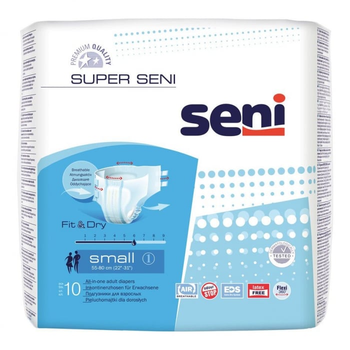 Scutece Incontinenta Adulti Super Seni® Fit&Dry Small, 55-80 cm, 10 bucati  [2]