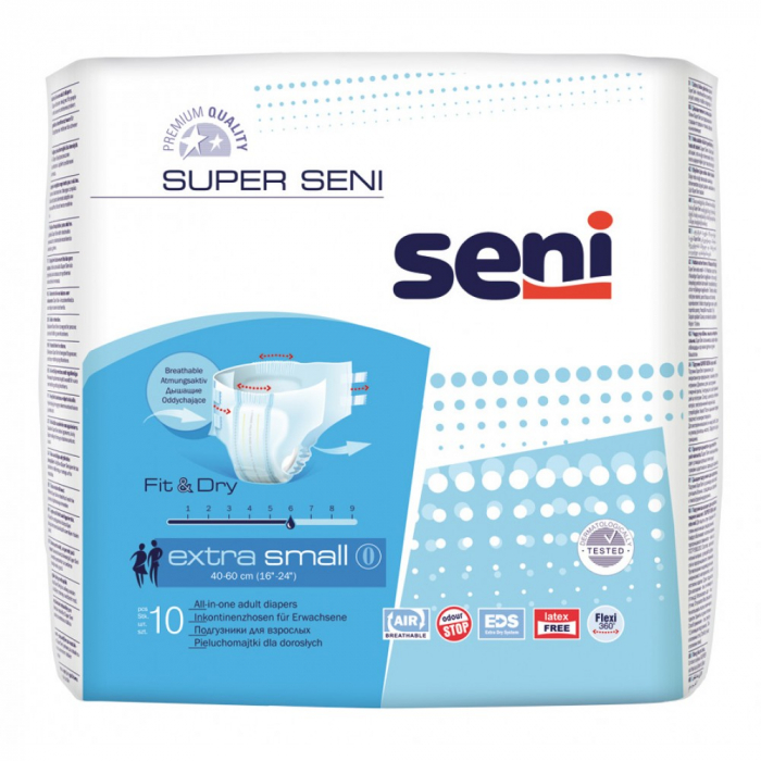 Scutece Incontinenta Adulti Super Seni® Fit&Dry Extra Small, 40-60 cm, 10 bucati  [3]