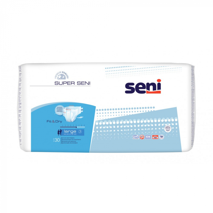 Scutece Incontinenta Adulti Super Seni® Fit&Dry Large, 100-150 cm, 30 bucati  [1]