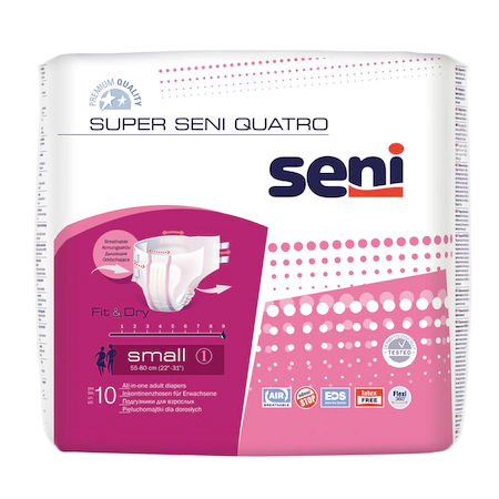 Scutece Incontinenta Adulti Super Seni® Quatro Fit&Dry Small, 55-80 cm, 10 bucati  [1]