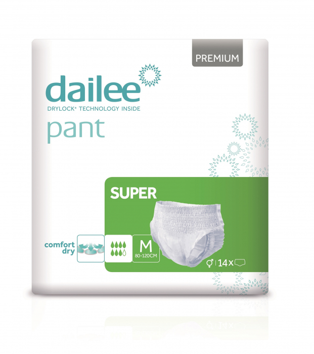 Scutece Incontinenta pentru adulti Tip Chilot Dailee Pant Premium Super, 7 picaturi, Marimea M, 14 bucati [1]