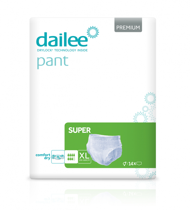 Scutece Incontinenta pentru adulti Tip Chilot Dailee Pant Premium Super, 7 picaturi, Marimea XL, 14 bucati [1]