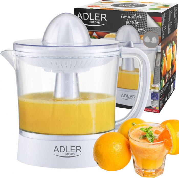 Storcător Citrice Electric Adler AD 4009, 40 W, 2 Conuri, Auto Start/Stop, 1 L, Alb pukika.ro [2]
