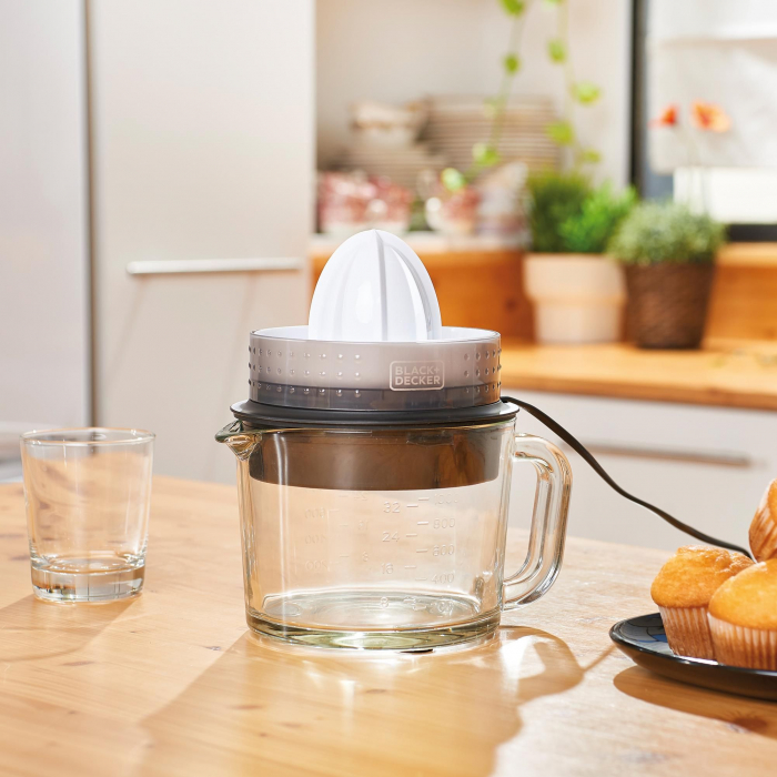 Storcător Citrice Electric Black+Decker BXCJ30E (ES9240070B), 30 W, 1 L, 2 Conuri, Filtru Reglabil, Negru pukika.ro [9]