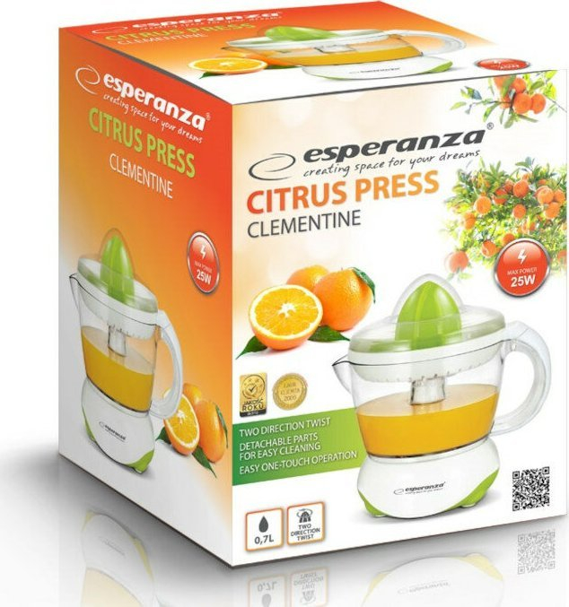 Storcător Citrice Electric Esperanza EKJ001G, 0,7 L, 25 W, Con Universal Auto‑Reverse, Auto‑Start/Stop, Alb pukika.ro [3]
