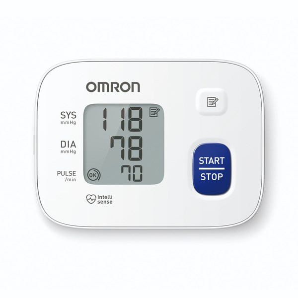 Tensiometru automat Omron pentru incheietura mainii, cu afisaj, masurarea tensiunii arteriale si pulsului, Alb pukika.ro [2]