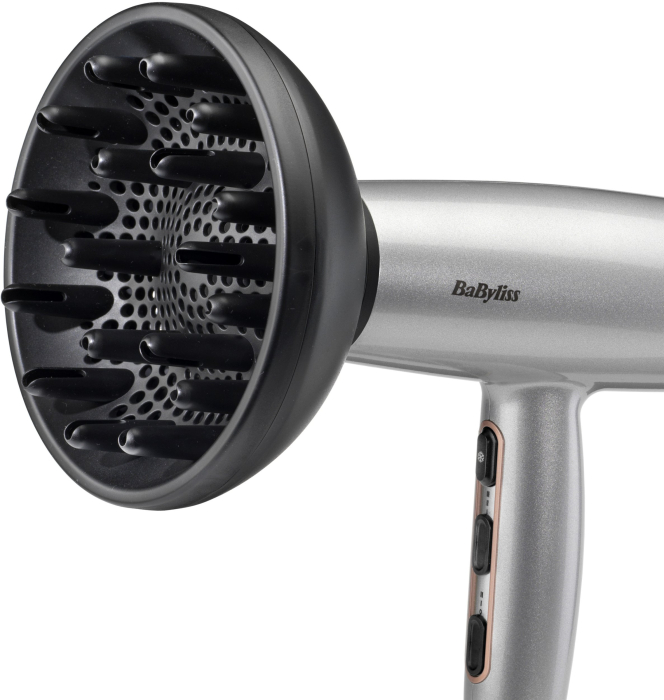 Uscător de Păr BaByliss Cosmos, 2100 W, 2 viteze, 3 trepte temperatură, difuzor, Gri pukika.ro [2]