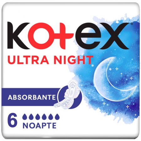 Absorbante feminine - Absorbante Kotex Ultra Night, 6 bucati