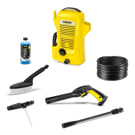 Aparate de Spalat cu Presiune - Aparat de Spalat cu Presiune KARCHER K 2 Car Edition, 1400 W, 110 bar, 360 l/h, duza de spumare, perie curatare, Galben pukika.ro