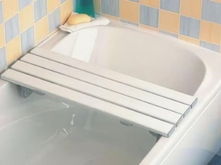 Banca pentru baie cu 4 lamele, greutate maxima 180 Kg, Alb/Gri pukika.ro [2]