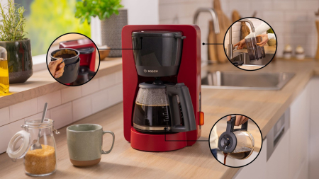 Cafetiera Bosch TKA3M134, 1200 W, Rezervor 1.4 L, Rosu pukika.ro [2]
