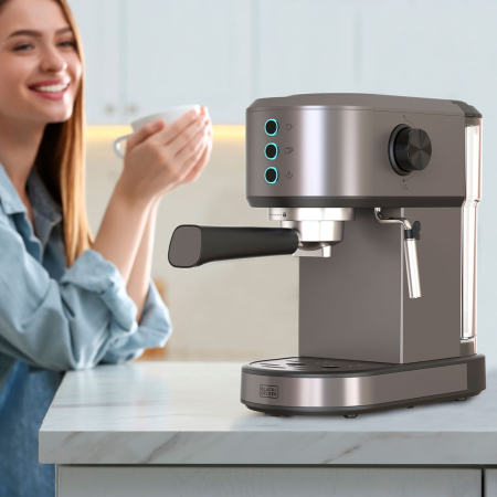 Espressor Automat Black+Decker ES9200090B, 1350 W, 20 bar, Gri pukika.ro [3]