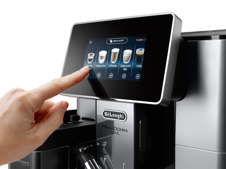 Espressor Automat De’Longhi ECAM 610.55.SB PrimaDonna, 1450 W, 19 bar, Sistem LatteCrema, Display TFT Touch 4.3”, 2.2 L, Argintiu/Negru pukika.ro [2]