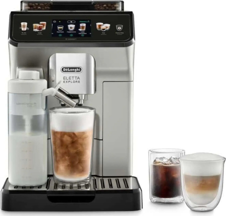 Aparate Cafea - Espressor Automat DeLonghi Eletta ECAM450.65.S, 1450 W, 19 bar, Touch, Rezervor 1.8 L, Argintiu pukika.ro