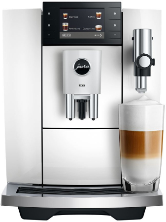 Aparate Cafea - Espressor Automat Jura E8, 1450 W, 15 bar, Touch, Rezervor 1.9 L, Alb pukika.ro