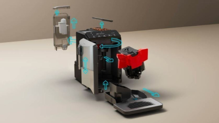 Espressor Automat Siemens TF303E01, 1300 W, 15 bar, Cappuccino, Latte, Touch, Rezervor 1.4 L, Negru/Argintiu pukika.ro [4]