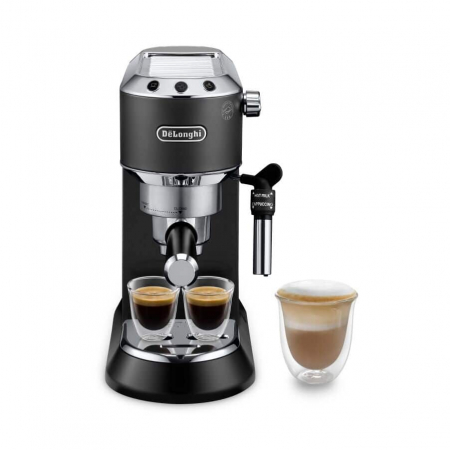 Aparate Cafea - Espressor Manual De’Longhi Dedica EC685.BK, 1350W, 15 Bar, Cappuccino, Americano, Latte, Macchiato, Cafea Măcinată și Paduri, Rezervor 1.1 L, Negru pukika.ro