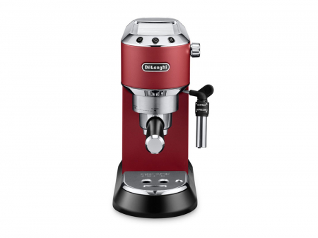 Aparate Cafea - Espressor Manual De’Longhi Dedica EC685.R, 1350W, 15 Bar, Cappuccino, Espresso, Latte, Macchiato, 1.1 L, Compact, Roșu pukika.ro