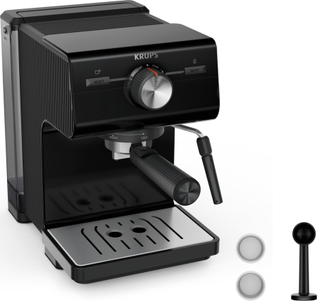 Alte produse - Espressor Semi-Automat Krups Authentic XP381810, 1400 W, Cappuccino, Americano, Rezervor 2 L, Negru pukika.ro