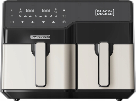 Alte produse - Friteuză cu Aer Cald Black & Decker Double, 2500 W, Capacitate 9 L, Timer, Touch, Negru pukika.ro