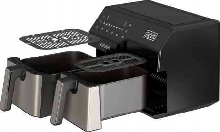 Friteuză cu Aer Cald Black & Decker Double, 2500 W, Capacitate 9 L, Timer, Touch, Negru pukika.ro [1]