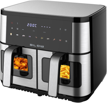 Alte produse - Friteuză cu Aer Cald BLOW Double, 2600 W, Capacitate 9 L, Touch, Grill, Negru pukika.ro