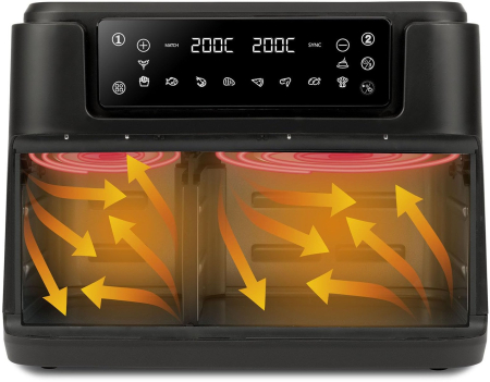 Friteuză cu Aer Cald Girmi Double, 2400 W, Capacitate 5.5 L + 3.5 L, Touch, Negru pukika.ro [1]
