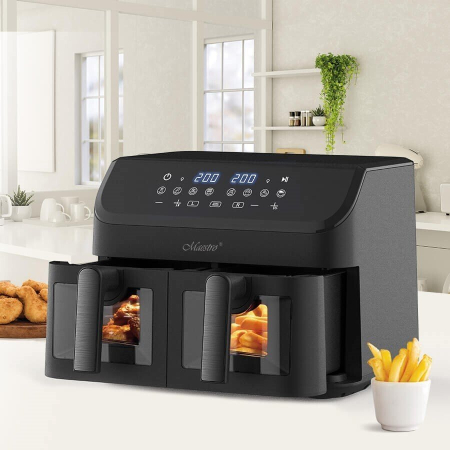 Friteuză cu Aer Cald Maestro, 2000 W, Capacitate 9 L (2 x 4.5 L), Touch, Negru pukika.ro [4]