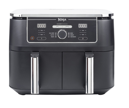 Electrocasnice pentru bucatarie - Friteuză cu Aer Cald Ninja AF400EU, 2470 W, Capacitate 9.5 L, 2 Zone de Gătit, Funcții Multiple, Display Digital, Negru pukika.ro
