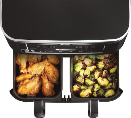 Friteuză cu Aer Cald Ninja AF451EU, 2470 W, Capacitate 9.5 L, Senzor Temperatură, 6 Funcții de Gătit, Coșuri Duble, Display Digital, Negru pukika.ro [3]