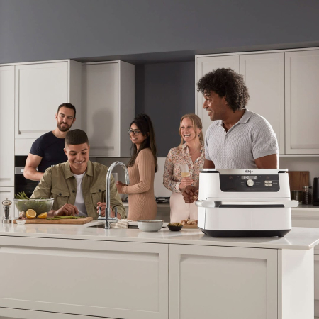 Friteuză cu Aer Cald Ninja AF500EUWH, 2470 W, Capacitate 10.4 L, 2 Zone de Gătit, Funcții Multiple, Display Digital, Alb pukika.ro [3]