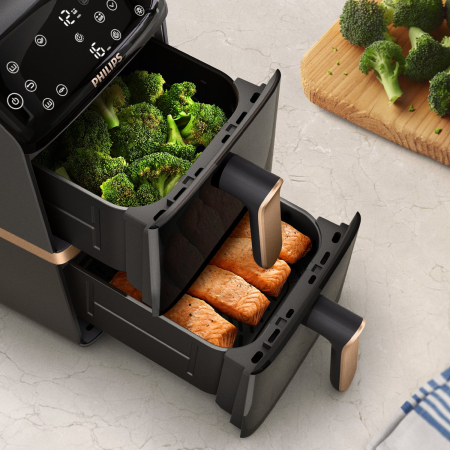 Friteuză cu Aer Cald Philips 4000 series Dual, 2750 W, Capacitate 10 L, Touch, Grill, Negru pukika.ro [2]