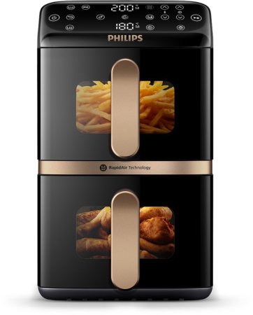 Promotii - Friteuză cu Aer Cald Philips 4000 series Dual, 2750 W, Capacitate 10 L, Touch, Grill, Negru pukika.ro