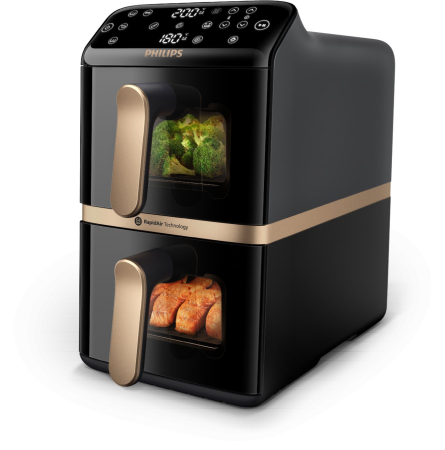 Friteuză cu Aer Cald Philips 4000 series Dual, 2750 W, Capacitate 10 L, Touch, Grill, Negru pukika.ro [4]