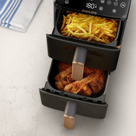 Friteuză cu Aer Cald Philips 4000 series Dual, 2750 W, Capacitate 10 L, Touch, Grill, Negru pukika.ro [5]