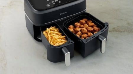 Friteuză cu Aer Cald Philips AirFryer 3000 Series Dual Basket NA351/00, 9 L, 2750 W, RapidAir Plus, Touchscreen, Negru pukika.ro [3]