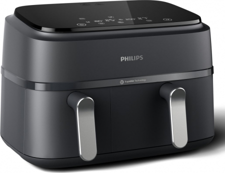Friteuză cu Aer Cald Philips AirFryer 3000 Series Dual Basket NA351/00, 9 L, 2750 W, RapidAir Plus, Touchscreen, Negru pukika.ro [6]