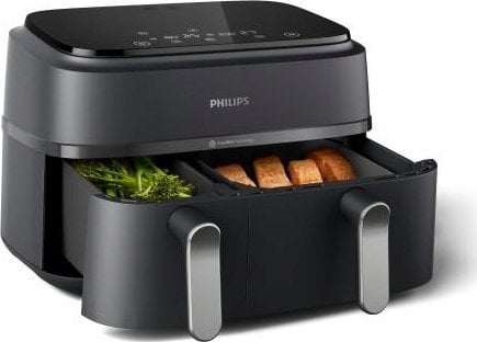 Friteuză cu Aer Cald Philips AirFryer 3000 Series Dual Basket NA351/00, 9 L, 2750 W, RapidAir Plus, Touchscreen, Negru pukika.ro [2]