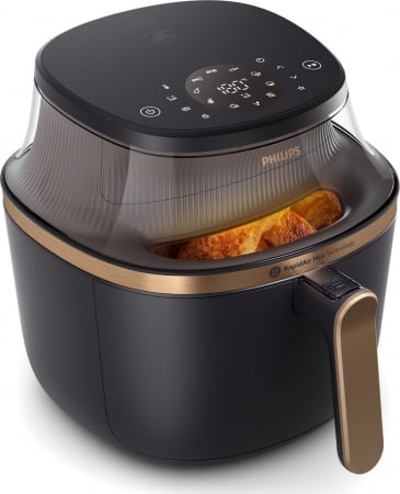 Electrocasnice pentru bucatarie - Friteuză cu Aer Cald Philips Airfryer 3000 Series NA332/00, 6.2 L, 1700 W, RapidAir Plus, Touchscreen, 16 Programe, Negru pukika.ro
