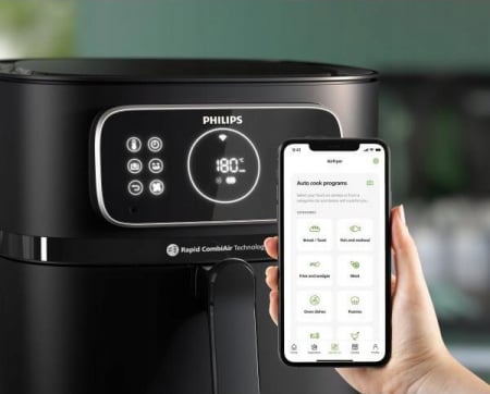 Friteuză cu Aer Cald Philips AirFryer 7000 Series Combi XXL HD9876/90, 2200 W, 8.3 L, Rapid CombiAir, Wi‑Fi, 22 Funcții, Negru pukika.ro [1]