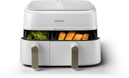 Friteuză cu Aer Cald Philips Double 3000 series, 2750 W, Capacitate 9 L, Touch, Rapid Air, Alb pukika.ro [2]
