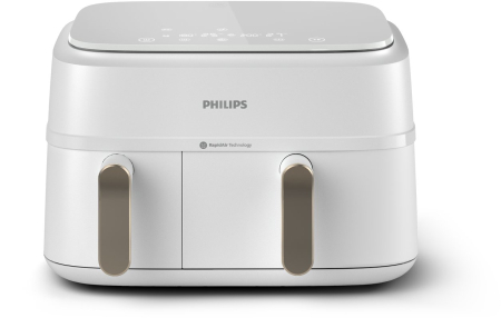 Alte produse - Friteuză cu Aer Cald Philips Double 3000 series, 2750 W, Capacitate 9 L, Touch, Rapid Air, Alb pukika.ro