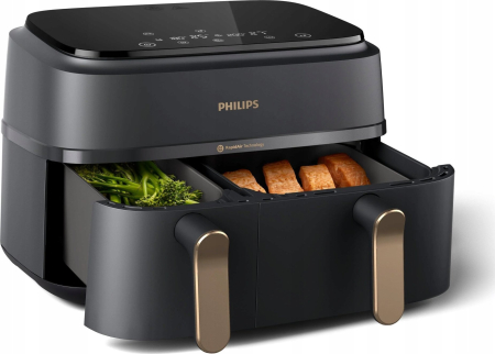 Friteuză cu Aer Cald Philips Dual, 2750 W, Capacitate 9 L, Touch, Rapid Air, Negru pukika.ro [2]