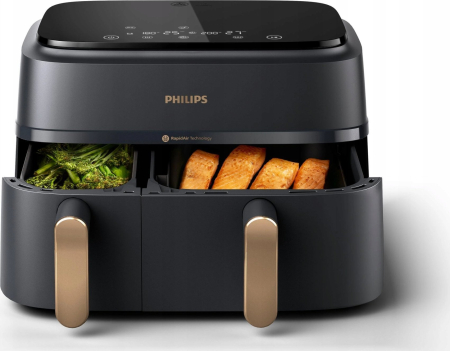 Friteuză cu Aer Cald Philips Dual, 2750 W, Capacitate 9 L, Touch, Rapid Air, Negru pukika.ro [3]