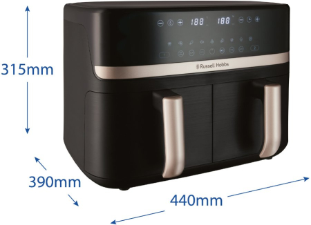 Friteuză cu Aer Cald Russell Hobbs Dual, 2800 W, Capacitate 9 L, Touch, Negru pukika.ro [2]