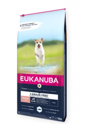 Promotii - Hrana uscata Caini EUKANUBA Grain Free Senior Small/mMedium breed Ocean Fish 12 kg