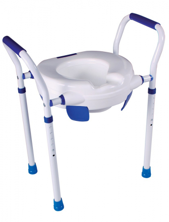 Inaltatoare Toaleta - Inaltator pentru toaleta Aston, cu picioare si suport pentru maini, inaltime ajustabila, greutate maxima 150 Kg, Alb/Albastru pukika.ro
