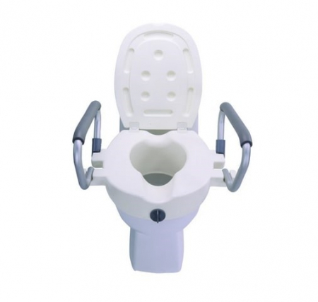 Inaltatoare Toaleta - Inaltator pentru toaleta cu capac si suport pentru maini, greutate maxima 180 Kg, inaltime 10 cm, Alb/Gri pukika.ro